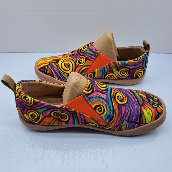UIN Toledo Women 8 Colorful Abstract Art Slip-On Canvas Shoes Rubber Sole Casual - Picture 2 of 13